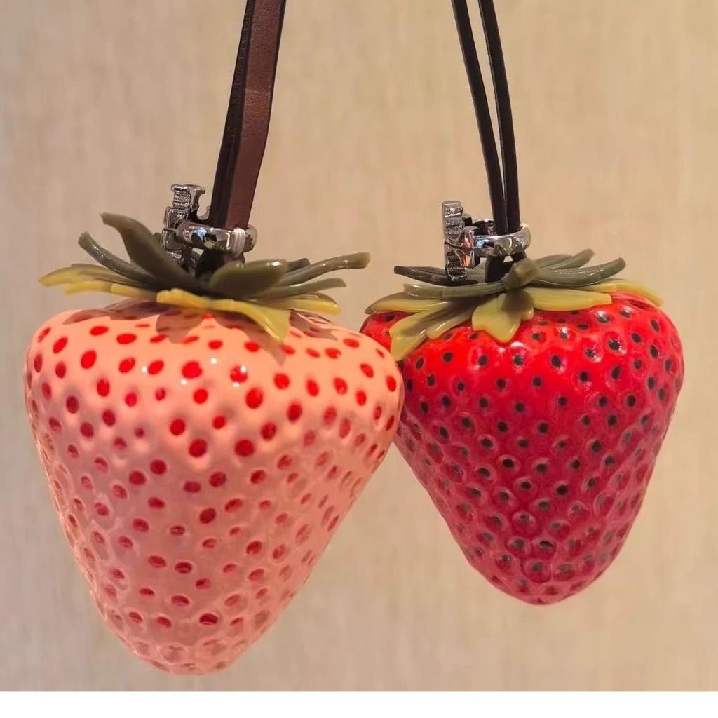 Strawberry Pendant Keychain Cute Red Pink Bag Decoration Accessory Pendant