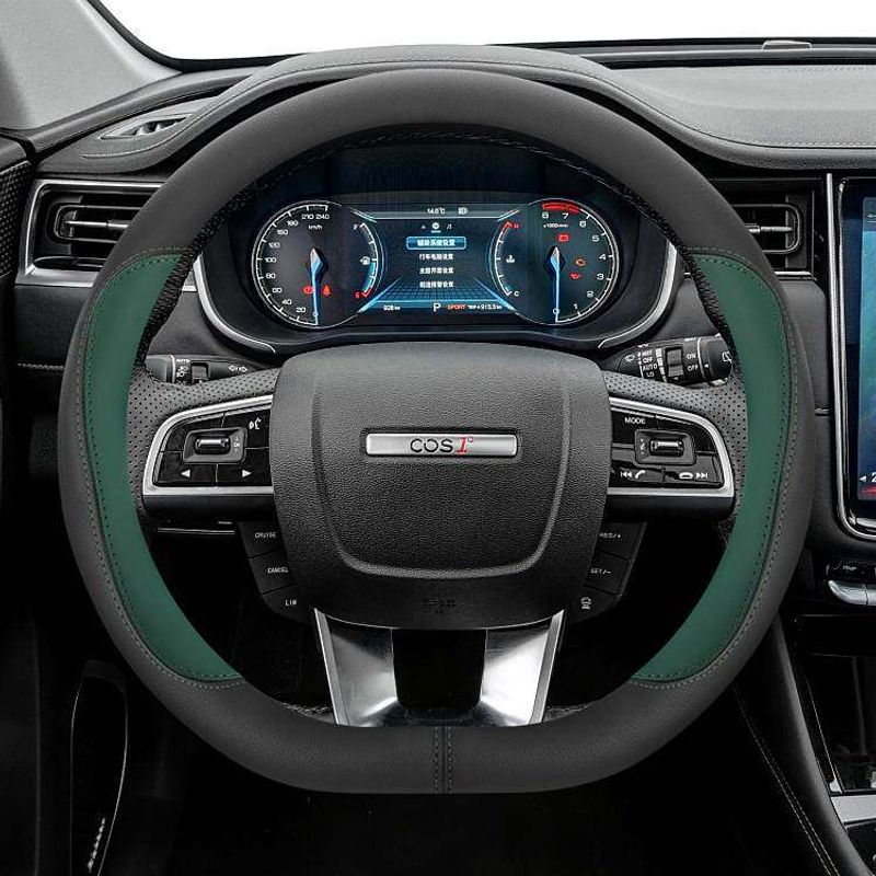 Changan ossan COSCO GT COSCO 5 COSCO 3 Auchan X7 Auchan X5 COSCO Pro Car Steering Wheel Cover Genuine Leather Genuine Leather Model [D Type] Dark Green