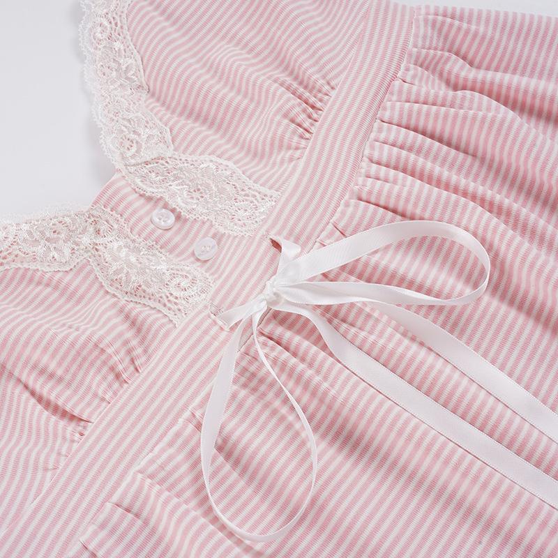 Spicy Summer Striped Lace Bow Tie Camisole: Slim-Fit European American Style