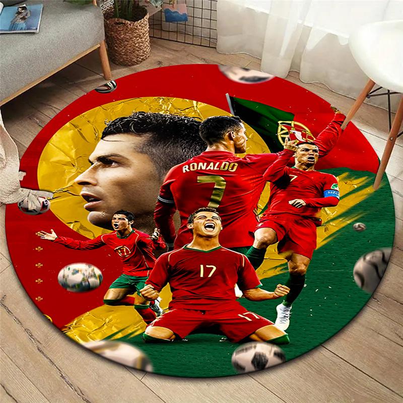 

CR7 Round Area Rug,Carpet Rug for Living Room Bedroom Sofa Playroom Decor,Non-slip Floor Mat 150cmx150cm