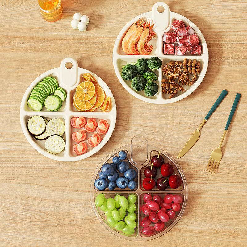 Küche Lauch Ingwer Knoblauch Beilage Fachgeteilte Aufbewahrungsschale 4 Fächer Topfvorbereitung Zutaten Unterteilter Teller