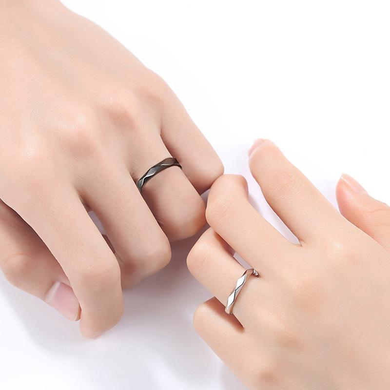 1Pair  Simple Geometric Couple Ring Rhombus Wedding Ring Couple Engagement Jewelry Party Gift