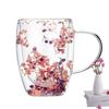 350ml Double Wall Glass Cup Dry Flowers Insulated Flowers Espresso Cup Coffee Mugs Duals Layered Glass Cups Dried Flowers Bottle