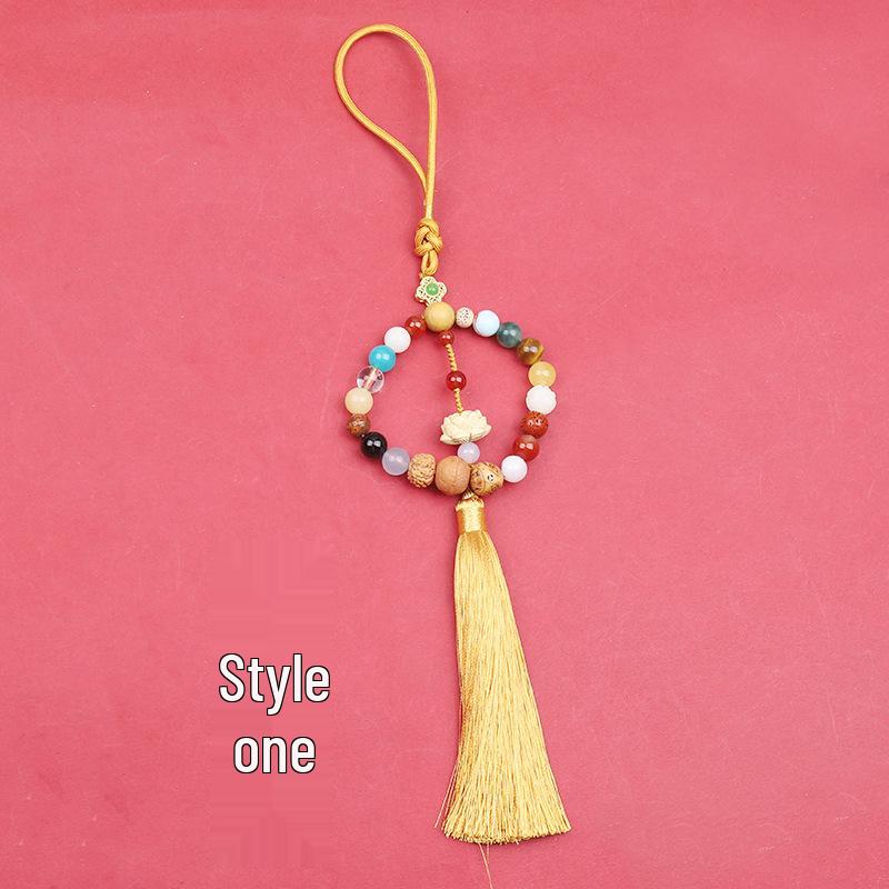 Eighteen-Seed Car Pendant: Safe Travel Charm, Bodhi Bead Ornament, Premium Temple Decoration.