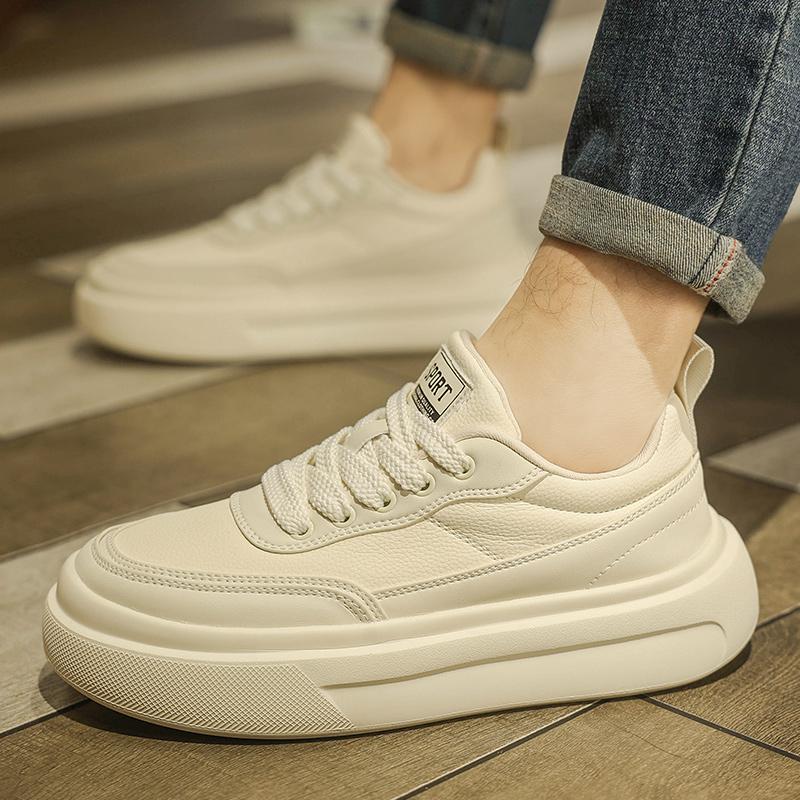Plush Men's Chunky Skate Shoes Fleece-lined Leather Flat Working Casual Board Shoes Workwear Sneakers Low-Top Fur Skateboarding
