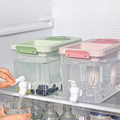 Refrigerator Drink Dispenser 4L Fridge Drink Bucket Dispenser With Spigot And Lid Clear Leakproof Liquid Tank Container