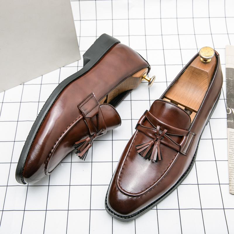 Модные классические повседневные кожаные туфли мужские дышащие удобные кожаные оксфорды — фото 5