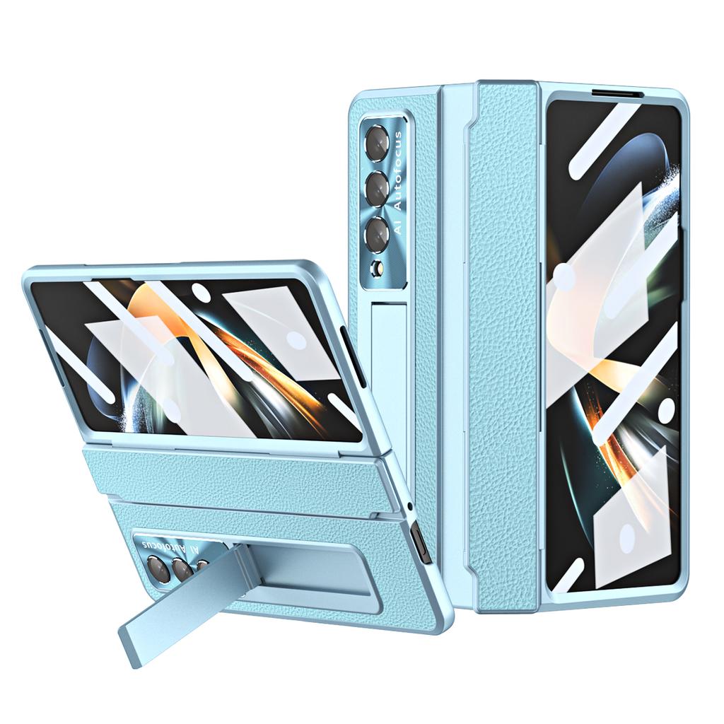 Protinárazové přední skleněné ochranné fólie z kůže pro Samsung Galaxy Z Fold4 5G Fold 4 Fold3 Fold 3 Zfold3 s stojánkem a plným krytem