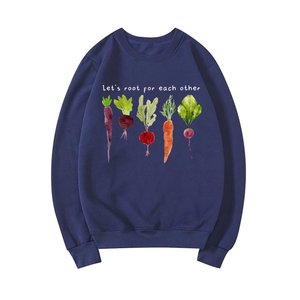 Lets Roots for Each Other Vegetable Sweatshirt Uplifting Hoodie Unisex Long Sleeve Sweatshirts Vintage Gardening Graphic Hoodies