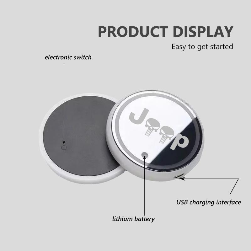 Car Luminous Water Cup Pad LED Atmosphere Light For Jeep Cherokee Patriot Liberty Wrangler JK JL Commander AKN1