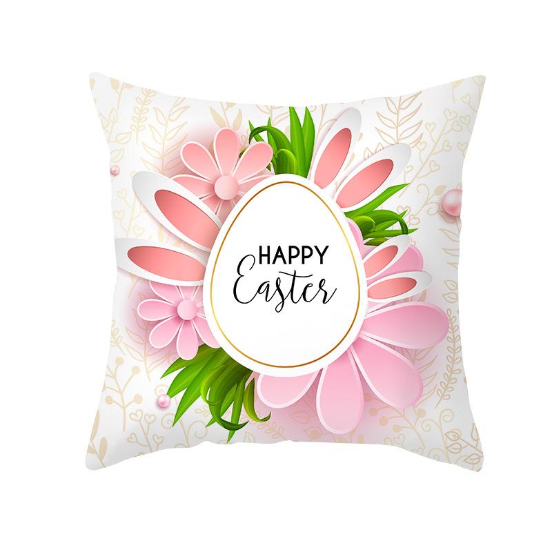 Colorful Easter Pillowcase Rabbit Egg Print Series Peach Skin Home Pillowcase Sofa Cushion