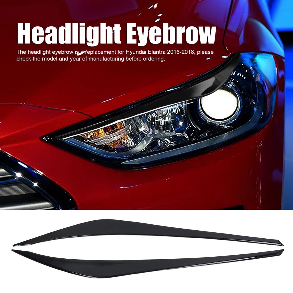 2 Pcs Headlight Eyebrow Front Left Right Black Light Eyelid Trim Cover Replacement for 2016?2018