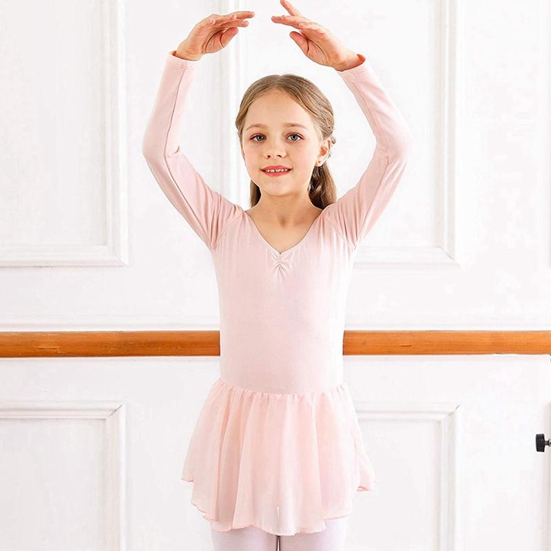 Kinder Tanzkostüm Mädchen Langarm Ballettrock Trainingsanzug