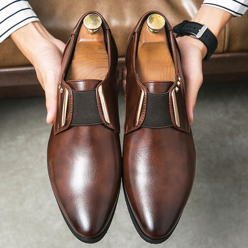 New Designer British Pointed Black Brown Slip On Loafers Shoes Moccasins Wedding Prom Homecoming Party Footwear Zapatos Hombre