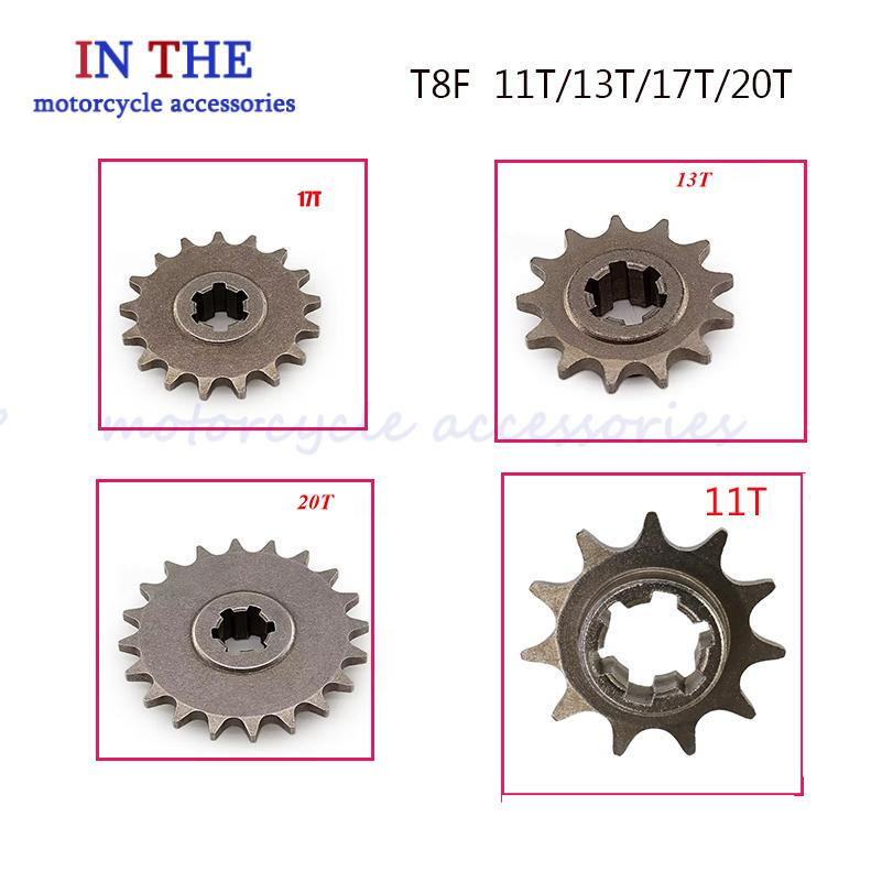 Motorcycle T8F engine sprocket 11T 13T 17T 20T gear motor sprocket for pit mud mini bicycle lightweight motorcycle parts