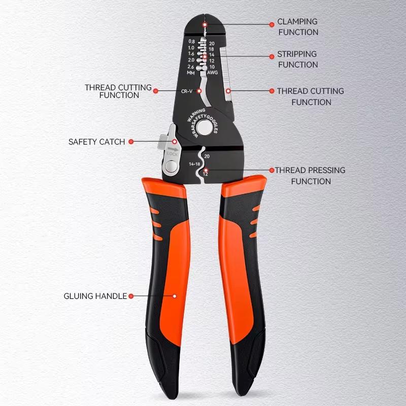 Multi-Functional Electrician Wire Stripper & Crimper Tool Wire Stripping Cutting Pliers For Peeling & Network Cabling