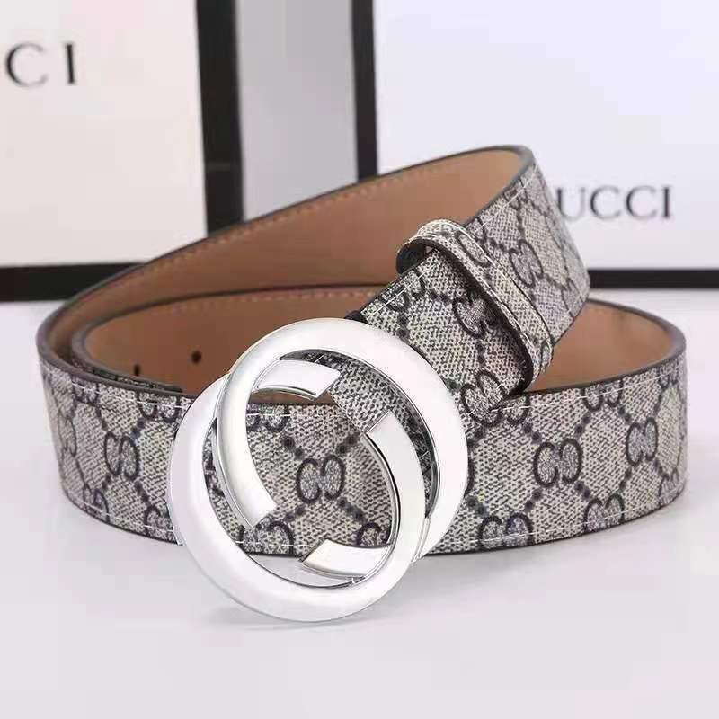 Herrenledergürtel mit neuem Doppel-G-Stoffmuster, glattes Schnallen-Design, Business-Mode-Trend, schlichter Stil für junge Männer.