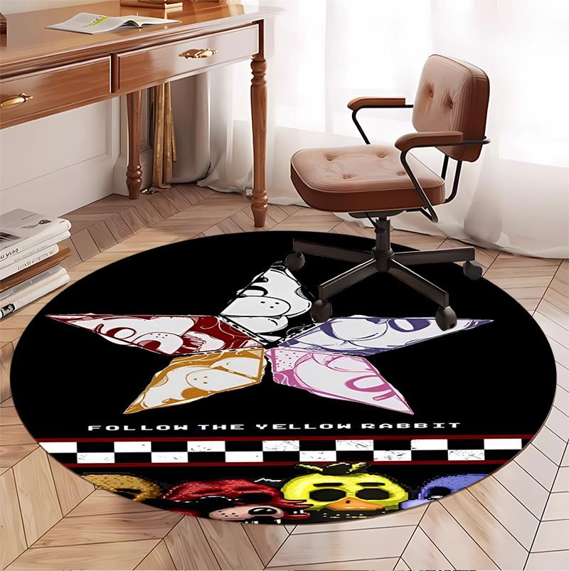 Five Nights at Freddy's Pattern Round Rug, Indoor/Outdoor Mat, for Picnic, Gameroom, Bedroom, Office, Living Room, Home Decor Carpet, Birthday Gift