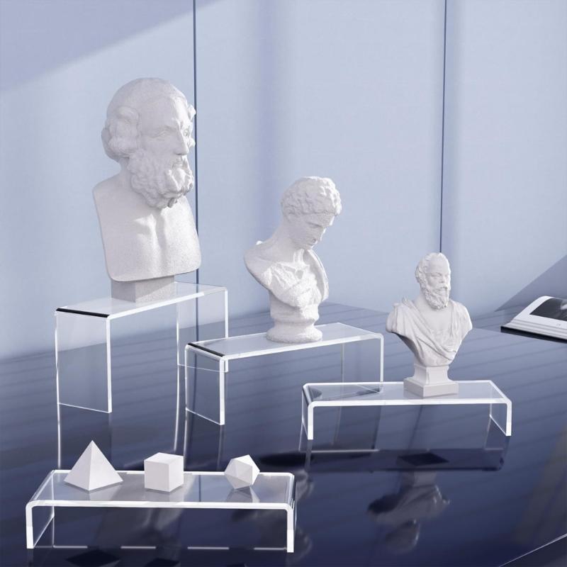 Pack of 5 Acrylic Display Risers Stand Large Clear Shelves Racks for Cupcake Figures Toy Collectibles Perfume and More