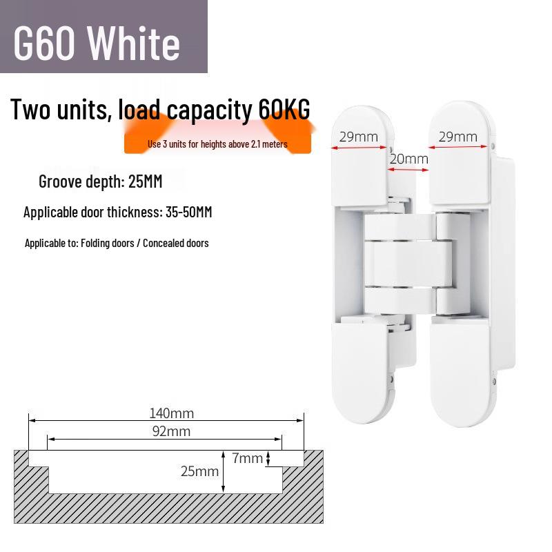 Adjustable 180° Concealed Door Hinges for Inward/Outward Opening Wooden Doors