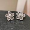 Exquisite Pearl Zirconia Flower Stud Earrings for Women - High-End Fashion Accessories
