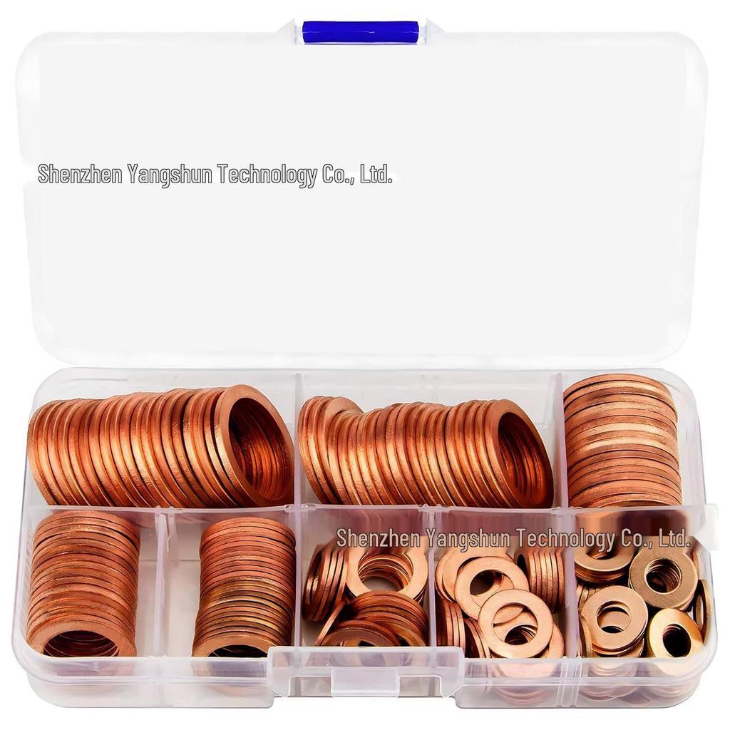 150-Piece High-Temp Resistant Purple Copper Flat Washer Set, M6-M20 Sizes