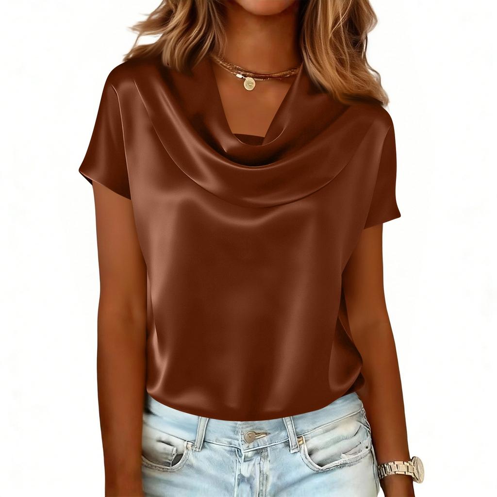 Top casual colorat pentru femei, cu mânecă scurtă