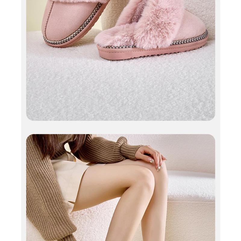 Smile Pop Winter Fur Cotton Slippers For Women Soft Comfort Fuzzy Bedroom Slides Faux Fur Warm Plush Shoes Fluffy House Slippers