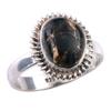 Natural Black Copper Turquoise Gemstone 925 Solid Sterling Silver Ring S.6 H1E40