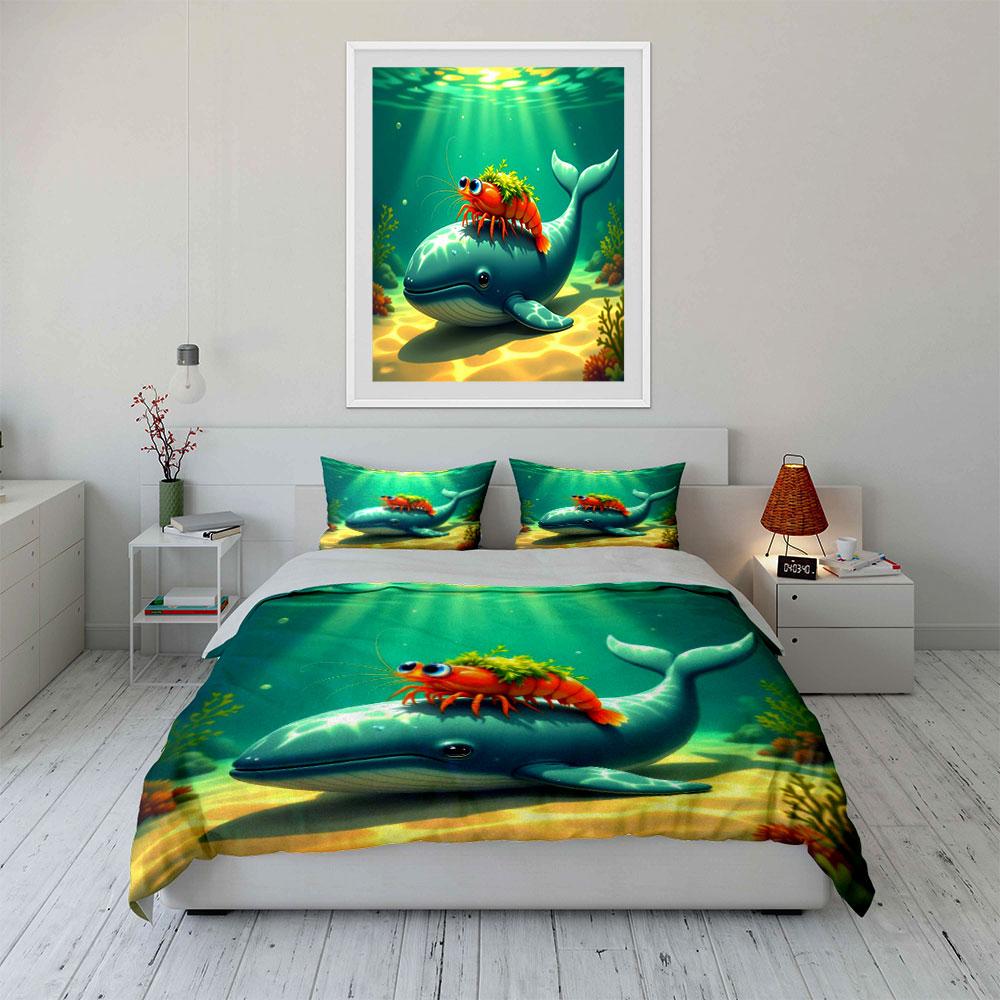 Whale and Shrimp Design. Bedding Sets Duvet Cover Sets Duvet Covers Pillowcases(1*Duvet Cover 2*Pillowcases Without Duvet Insert)