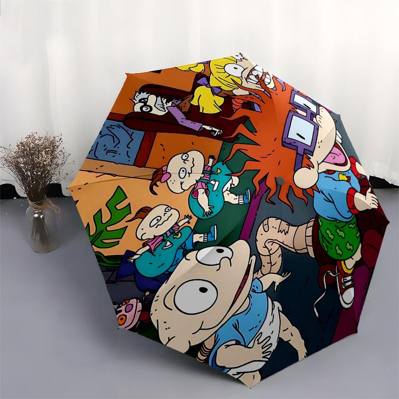 Rugrats Cartoon Automatic Opening and Closing, 8 Rib Structure Portable Umbrella, Suitable for Men and Women In All Seasons  Perfect Gift Fo