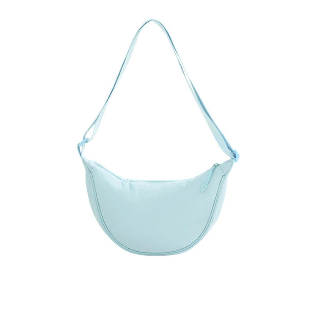 Solid Color Nylon Hobos Bag Nylon Messenger Bag Simple Half Moon Bag  Ladies Purse