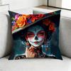 Dead MexicanN CCatrina Skull Square DoubleSided printed Pillow Case Bedroom Bedside Pillow Sofa Cushion Cover Gift