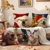 Christmas Dog ANIMALS Cushion Cover Premium Comfort Reversible Pillow Cove -Two In One Design for Any Room & Car Interior