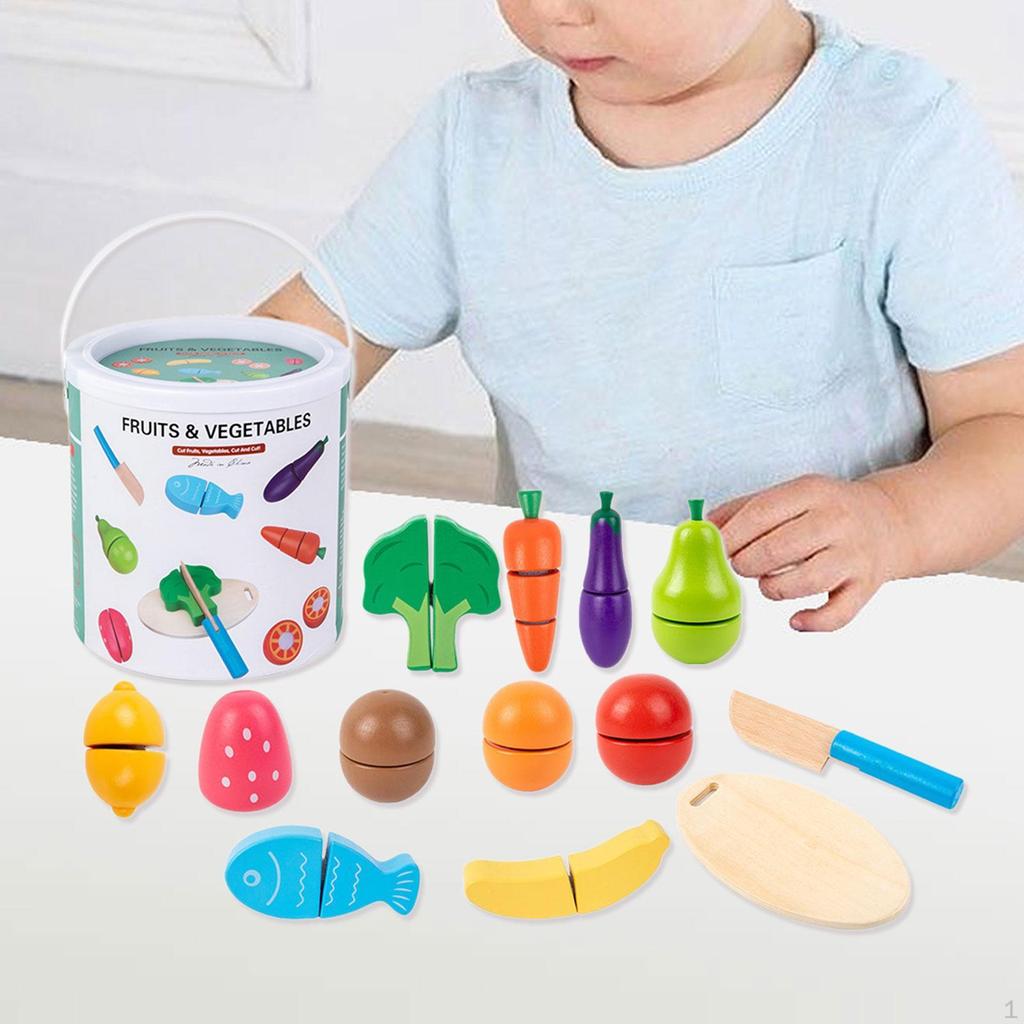 13Pcs Cutting Fruits Toys, Educational Playset Early Learning ,Simulation Pretend Play Foods Kitchen