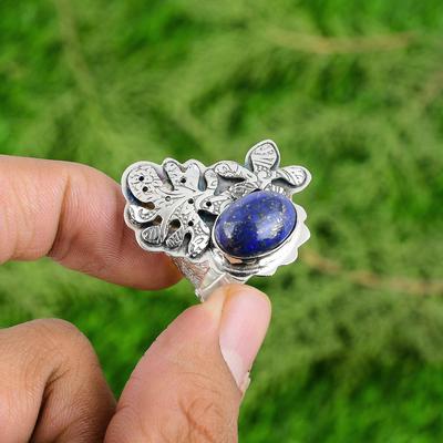 Muttertags-Sale Sterlingsilber Lapislazuli Edelstein Solitärring Schmuck