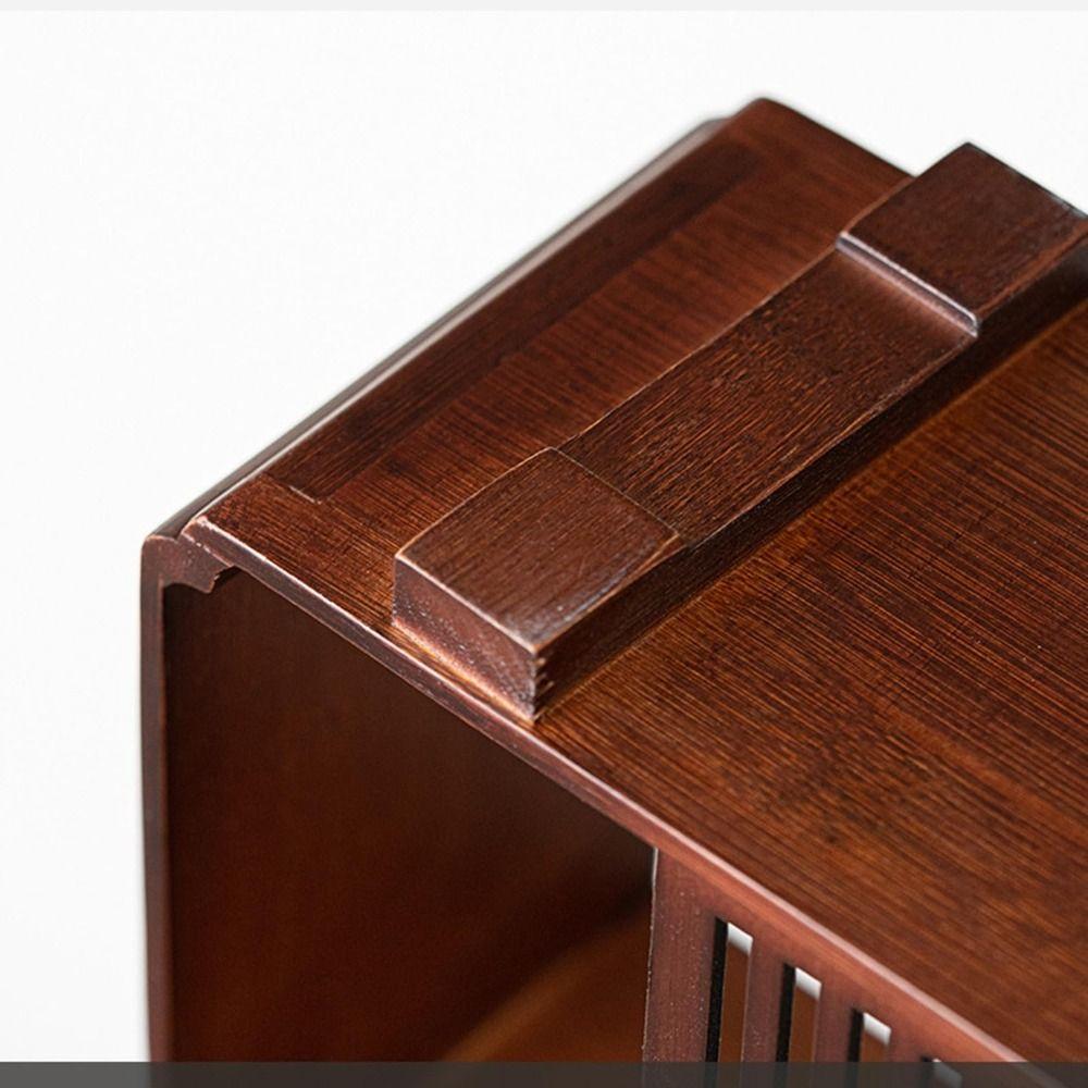 Hollow Out Handcrafted Curio Cabinet Walnut Wood Tea Storage Cabinet Living Room