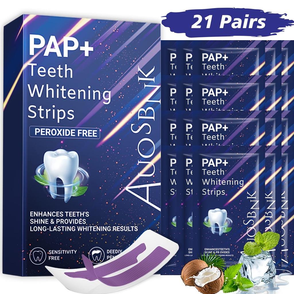 PAP+ Whitening Strips, Zahnschmelzsicher, Entfernen Kaffee- und Raucherverfärbungen, Beste PAP Zahnaufhellungsstreifen für empfindliche Zähne, Weihnachtsgeschenk-7/14/21 Paare