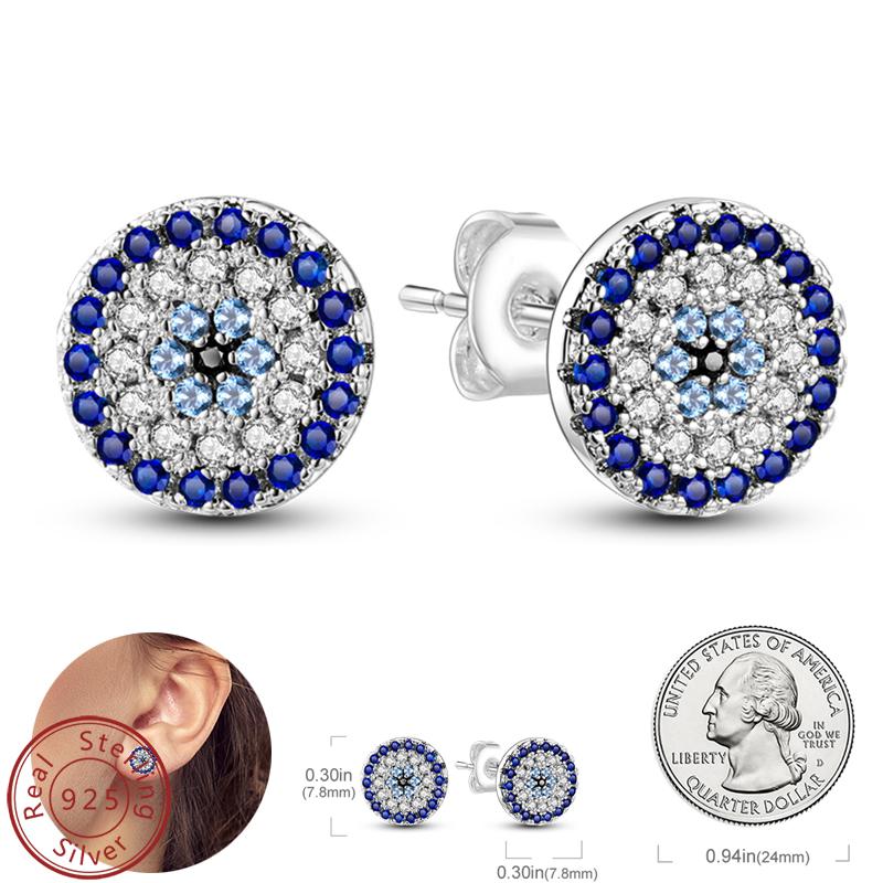 Real 925 Silver Palm Devil's Eye Feather Dream Catcher Design Luxury Earrings Fit For Engagement Fine Jewelry Gifts