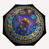Cybernetic Scarab Cityscape pattern umbrella, portable and foldable design, 8 ribs, a casual accessory for Halloween, Christmas, and birthday gifts.