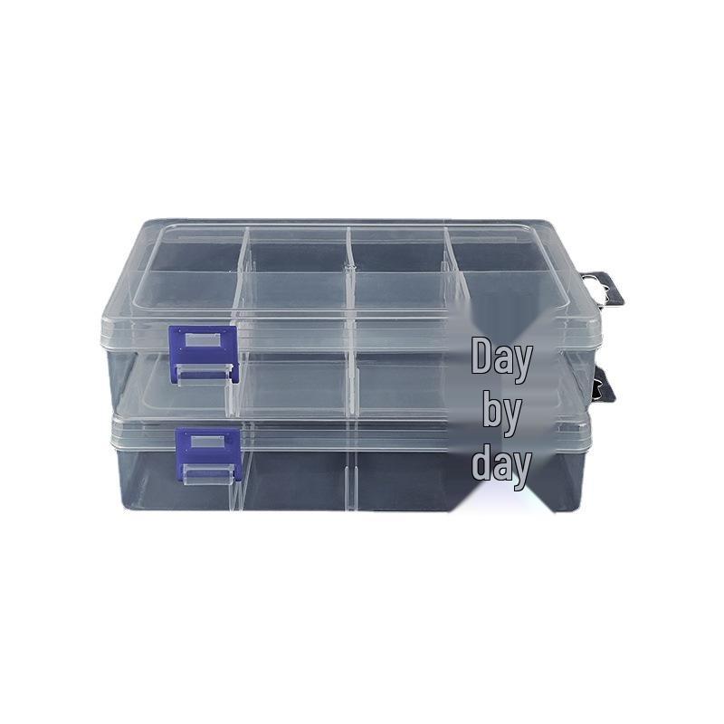 8-Compartment Adjustable Transparent Storage Box for Phone, Cables & Crafts