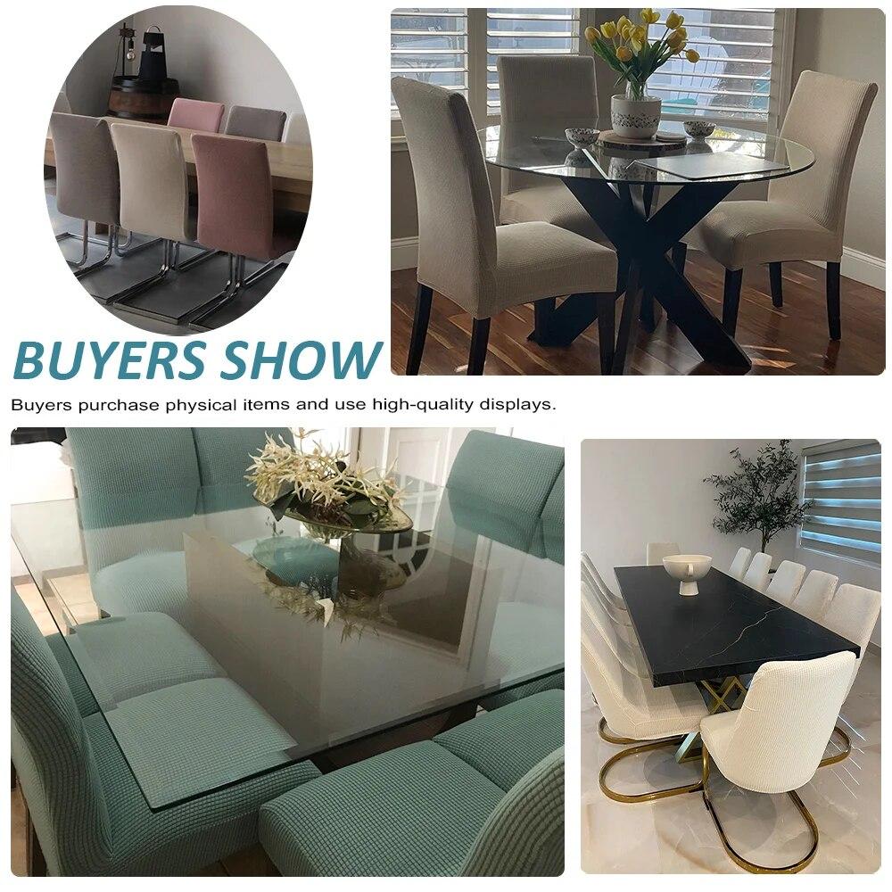 Jacquard-Stuhlbezug für Esszimmer, Stretch-Polar-Fleece-Stuhl-Sitzbezug, einfarbig, waschbar, Stuhlbezug für Küche, Bankett, Hotel