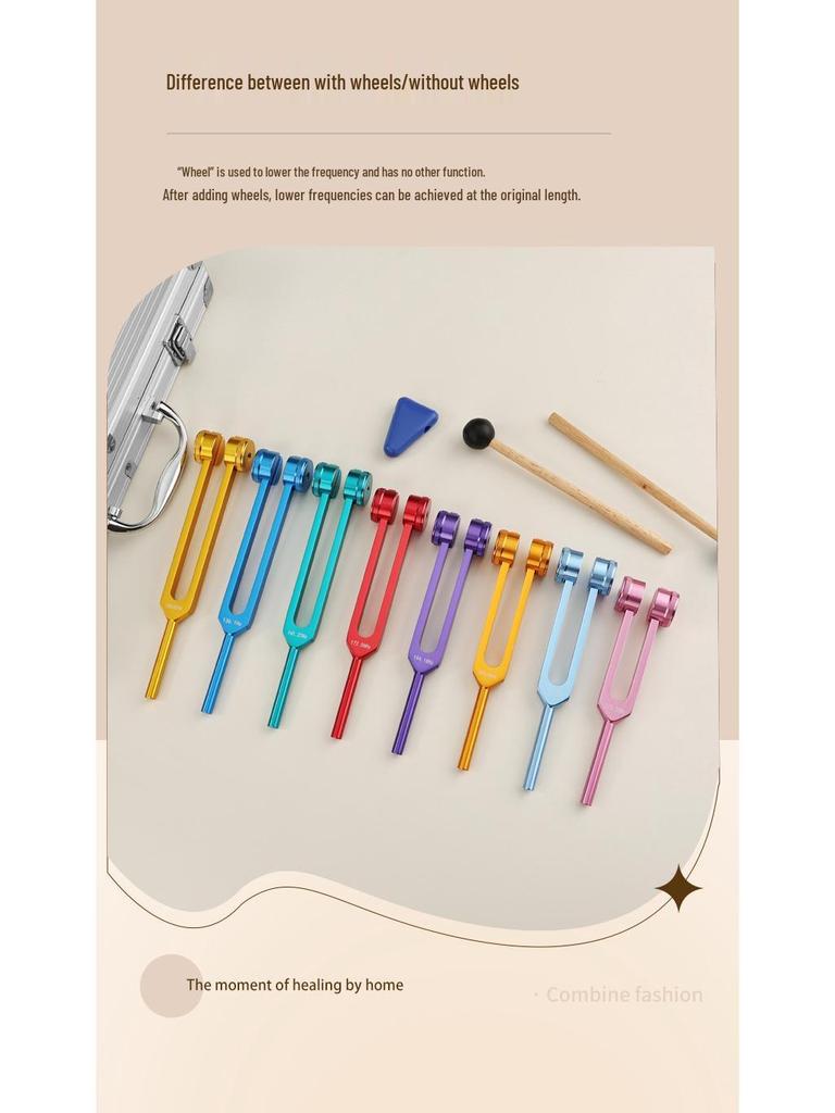 Aluminium Stimmgabel Lehrmittel Set - 8-teiliges farbiges Set mit Geschenkbox
