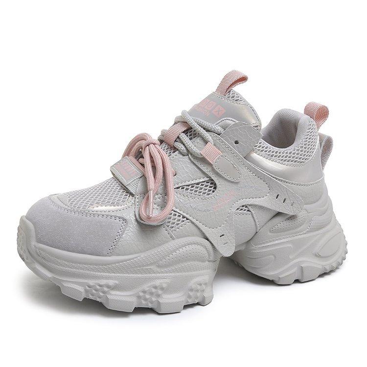Thick-soled dad shoes women's 2025 summer new versatile breathable mesh sneakers lightweight and heightening casual little white shoes