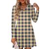 Women's Fashion Plaid V-Neck Long Sleeve Dress