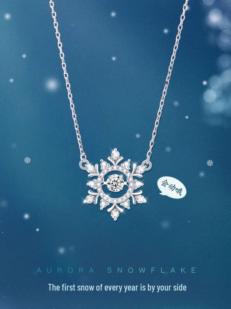 Beating Heart Zirconia Snowflake S925 Sterling Silver Necklace - Exquisite & Versatile Clavicle Chain 2025 Style