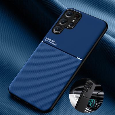 Magnetyczny uchwyt samochodowy skórzany pokrowiec na Samsung Galaxy S24 Ultra miękki silikonowy odporny na wstrząsy tylny pokrowiec Samsung S24 + Plus S 24 Ultra