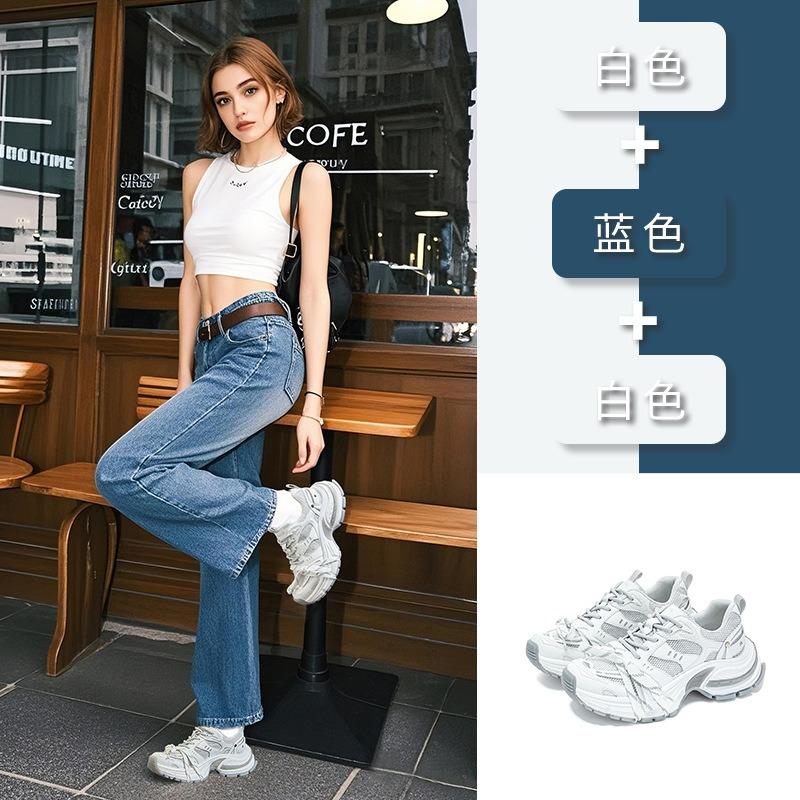 Suction Film Bottom Dad Shoes Spring New Platform Women's Shoes Mesh Shoes Versatile Sports Shoes Heightening Casual Shoes Women