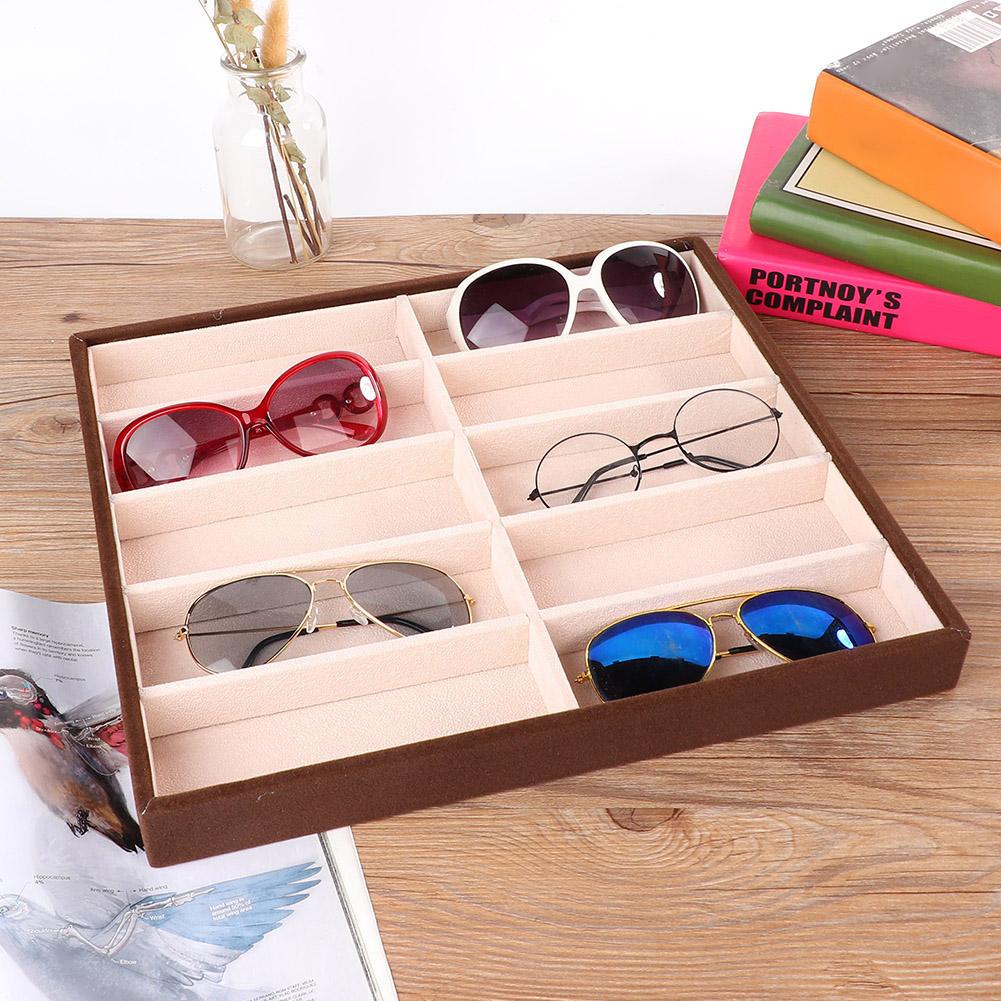 Sunglass Box 10 Grids Modern Glasses Organizer Eyeglass Display Storage Cases