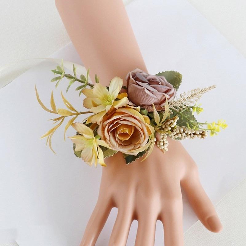 5Pcs Wedding Corsages Boutonniere Prom Boutonniere for Wedding Ceremony Anniversary, Rose Corsages for Bride and Groom,